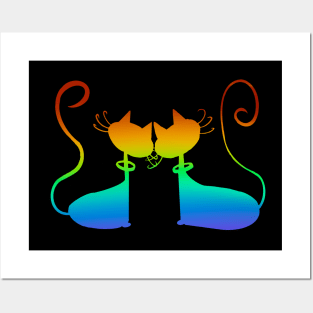 Cosmic Cats in Love (Rainbow) Posters and Art